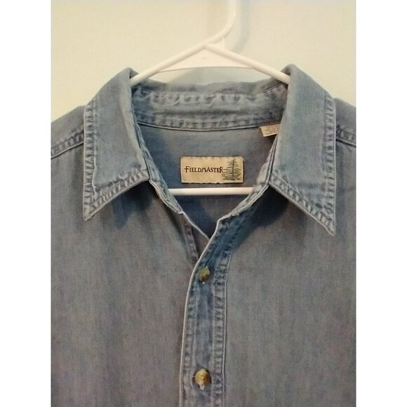 FIELDMASTER Denim Shirt Men's Vintage Button Up Pockets Workwear Western - XL - Picture 2 of 11